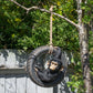 Large Chimpanzee on Tyre Swing Monkey Garden Ornament