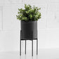 Black Indoor Ceramic Plant Pot with Stand