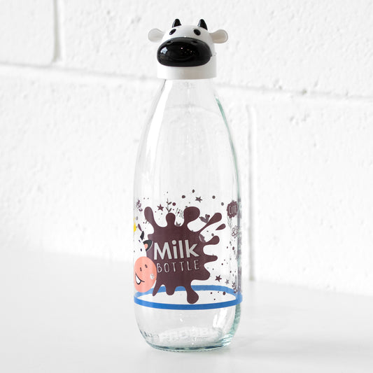 Cow 1 Litre Glass Milk Bottle