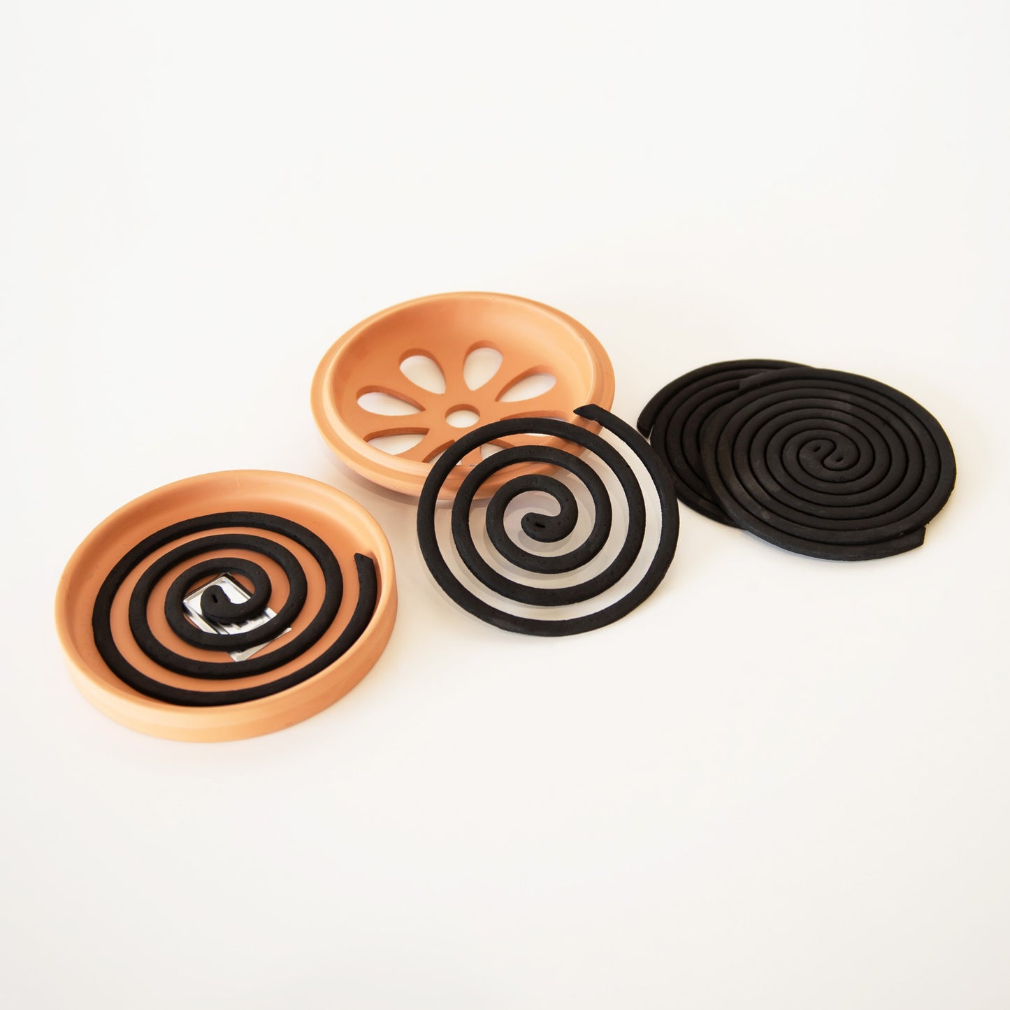 Set of 2 Terracotta Coil Burners with Citronella Coils