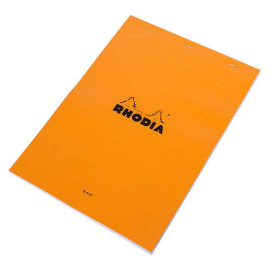 Set of 3 Rhodia A4 Blank Artist's Sketching Pads with Orange Covers & Plain White Sheets