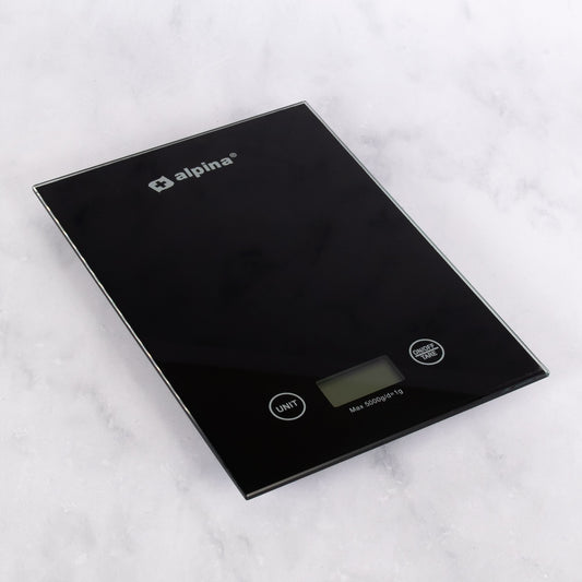 Alpina 5kg Slim Tempered Glass Electronic Kitchen Scale