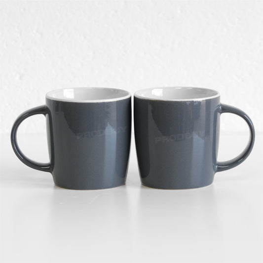 Set of 2 Slate Grey Stoneware Coffee Mugs