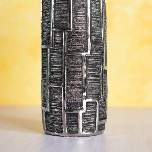 30cm Silver Ceramic Geometric Pattern Bottle Vase