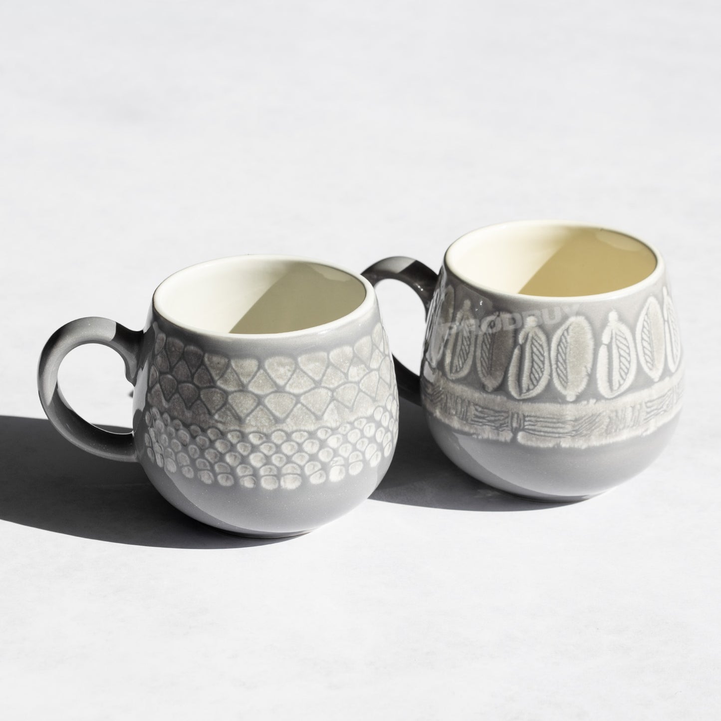 Set of 4 Mason Cash Grey Embossed Mugs 350ml