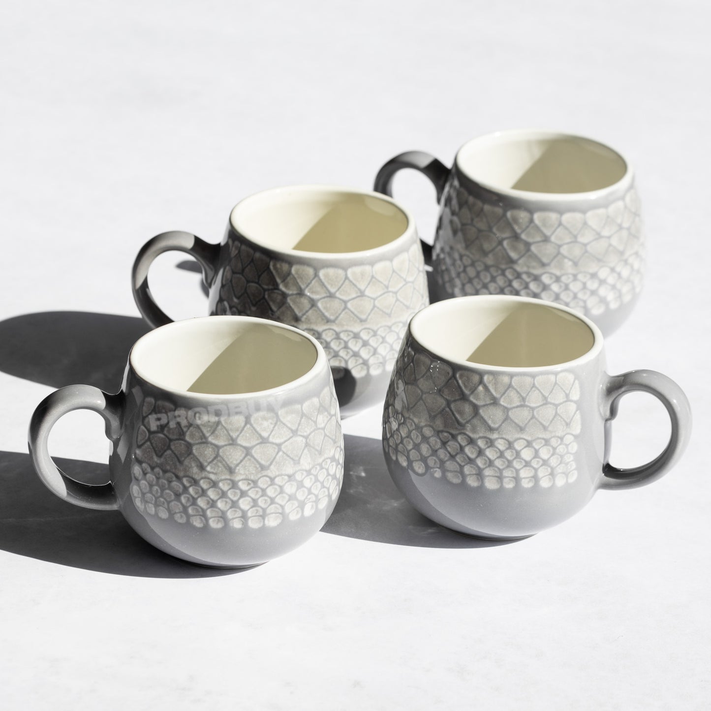 Set of 4 Mason Cash Grey Embossed Mugs 350ml