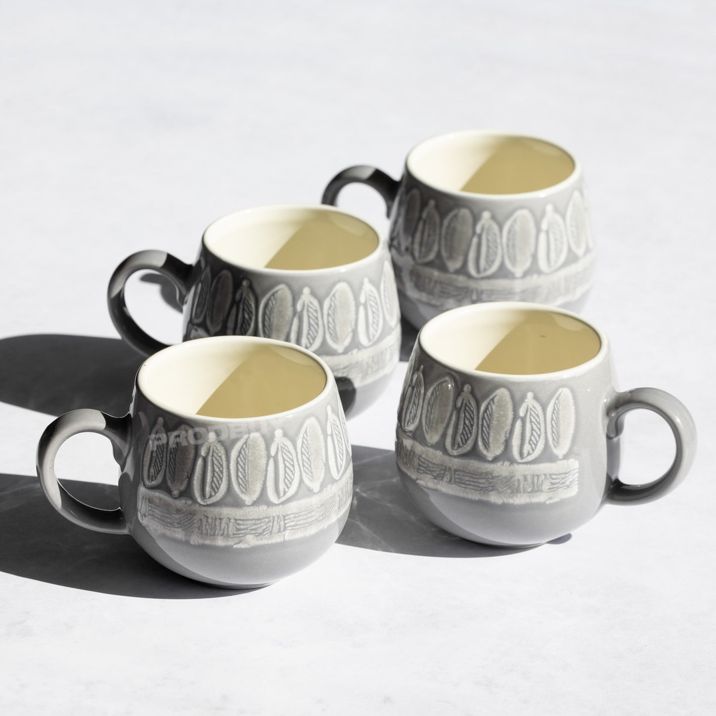 Set of 4 Mason Cash Grey Embossed Mugs 350ml