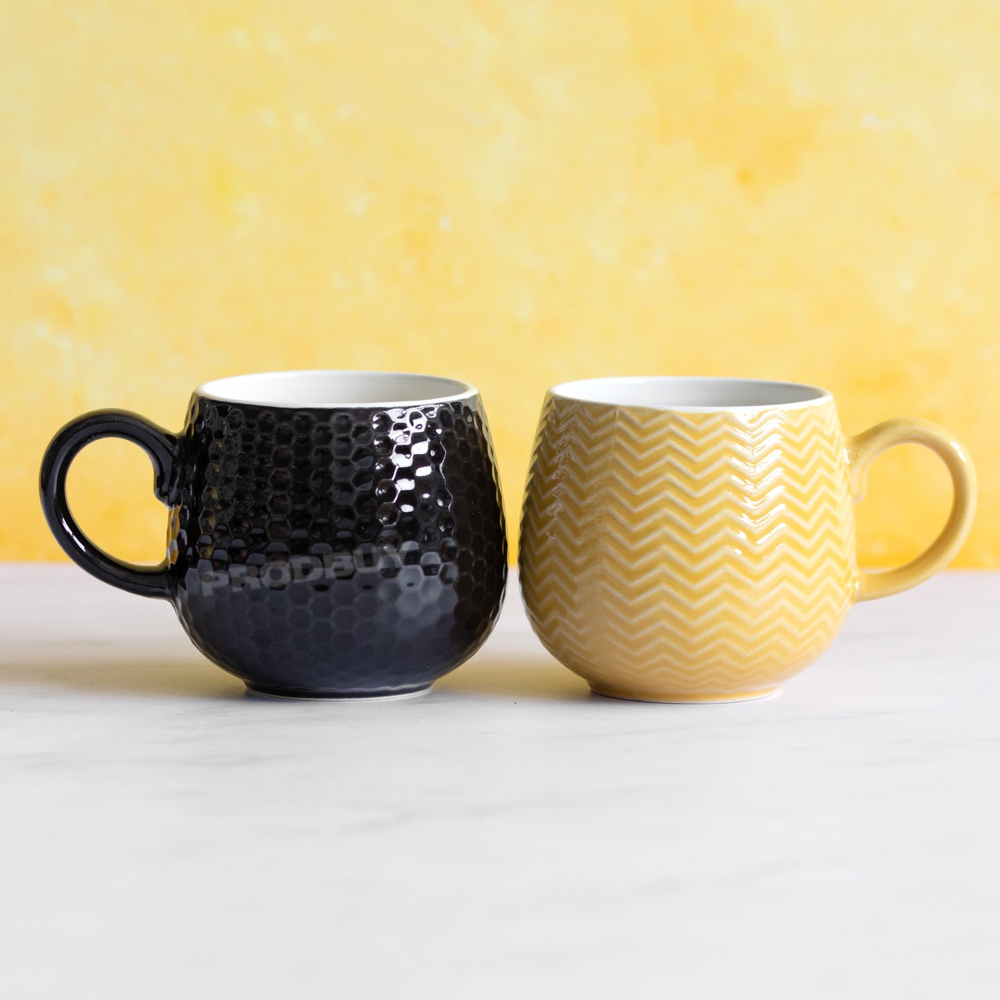 Set of 4 Mason Cash Embossed Barrel Mugs 370ml with Assorted Colour Mix