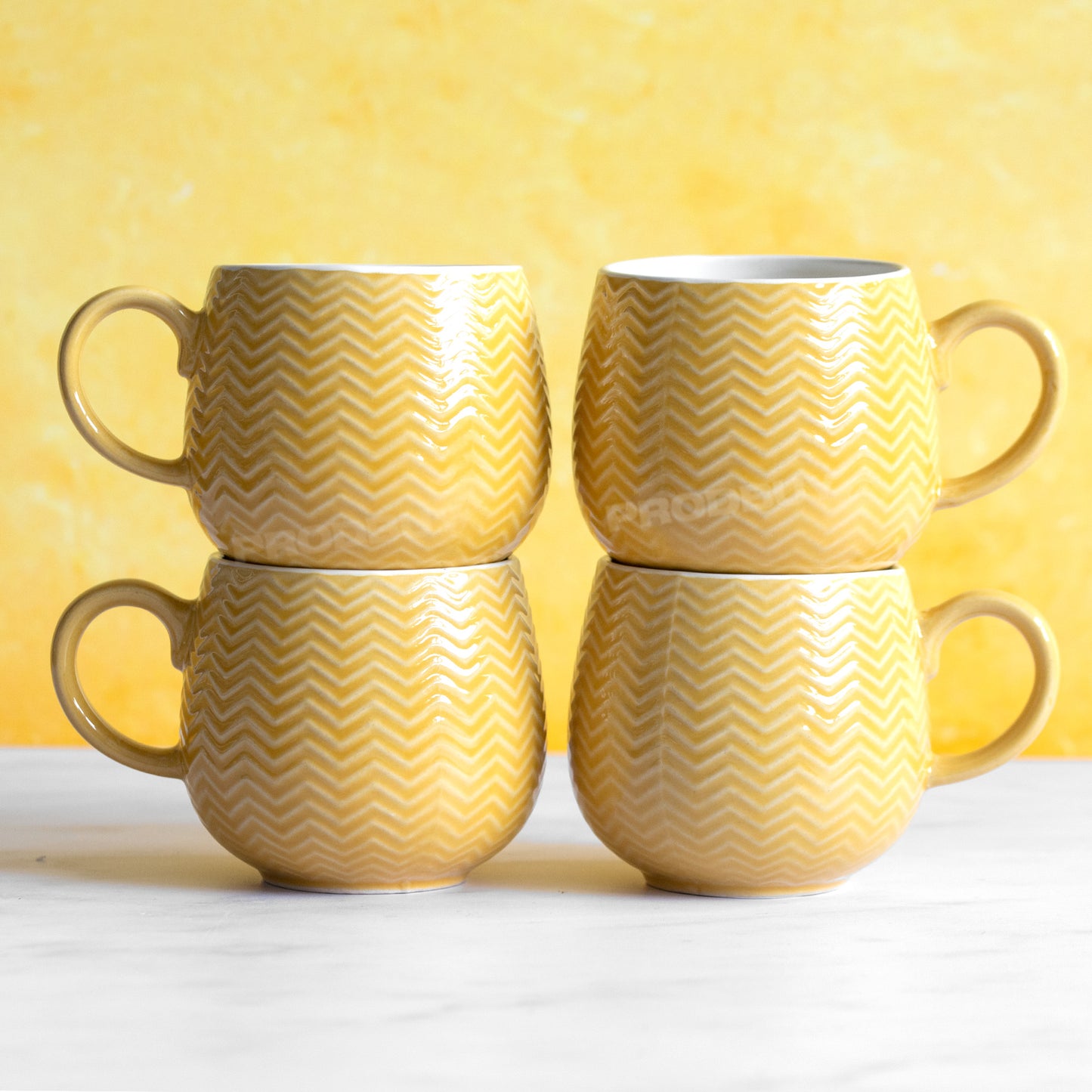 Set of 4 Mason Cash Barrel Mugs Yellow Ochre