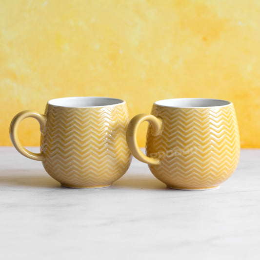 Set of 4 Mason Cash Barrel Mugs Yellow Ochre