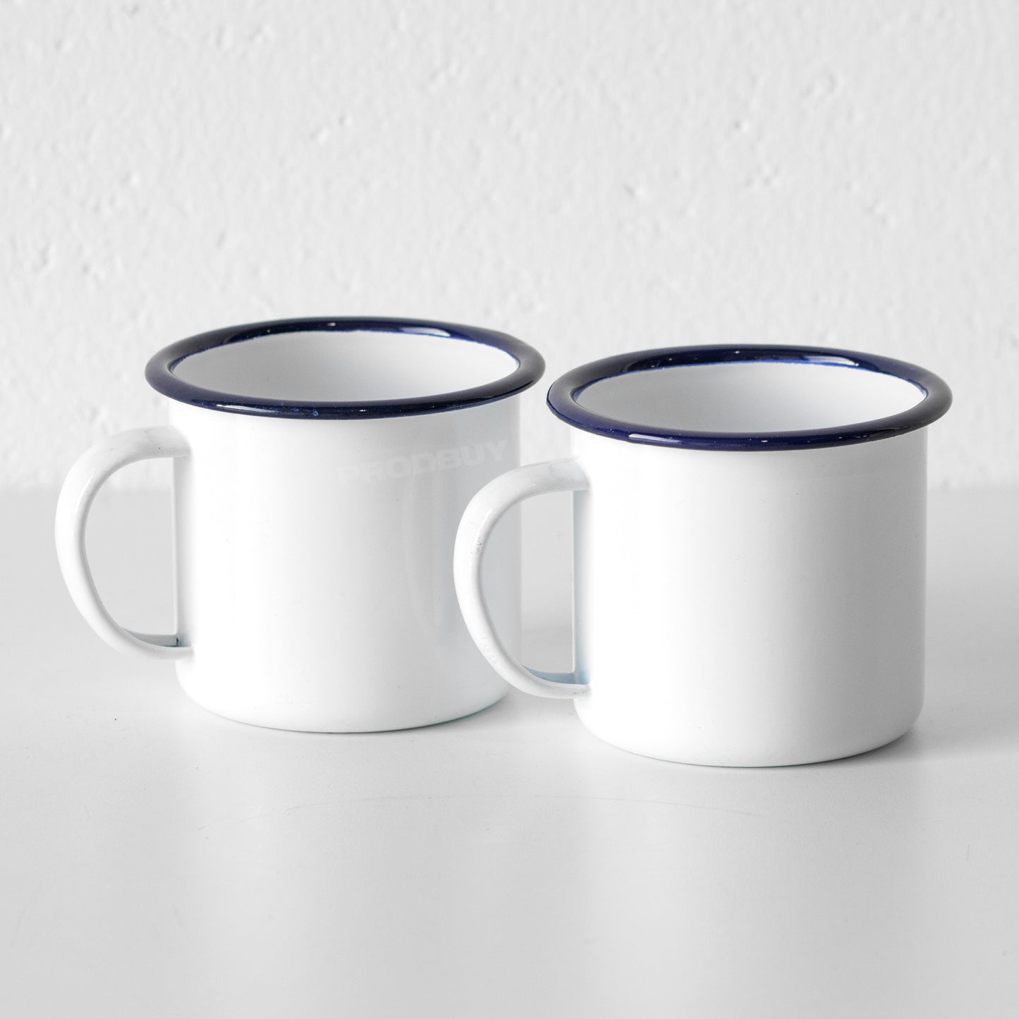 Set of 4 White Enamel Mugs 360ml