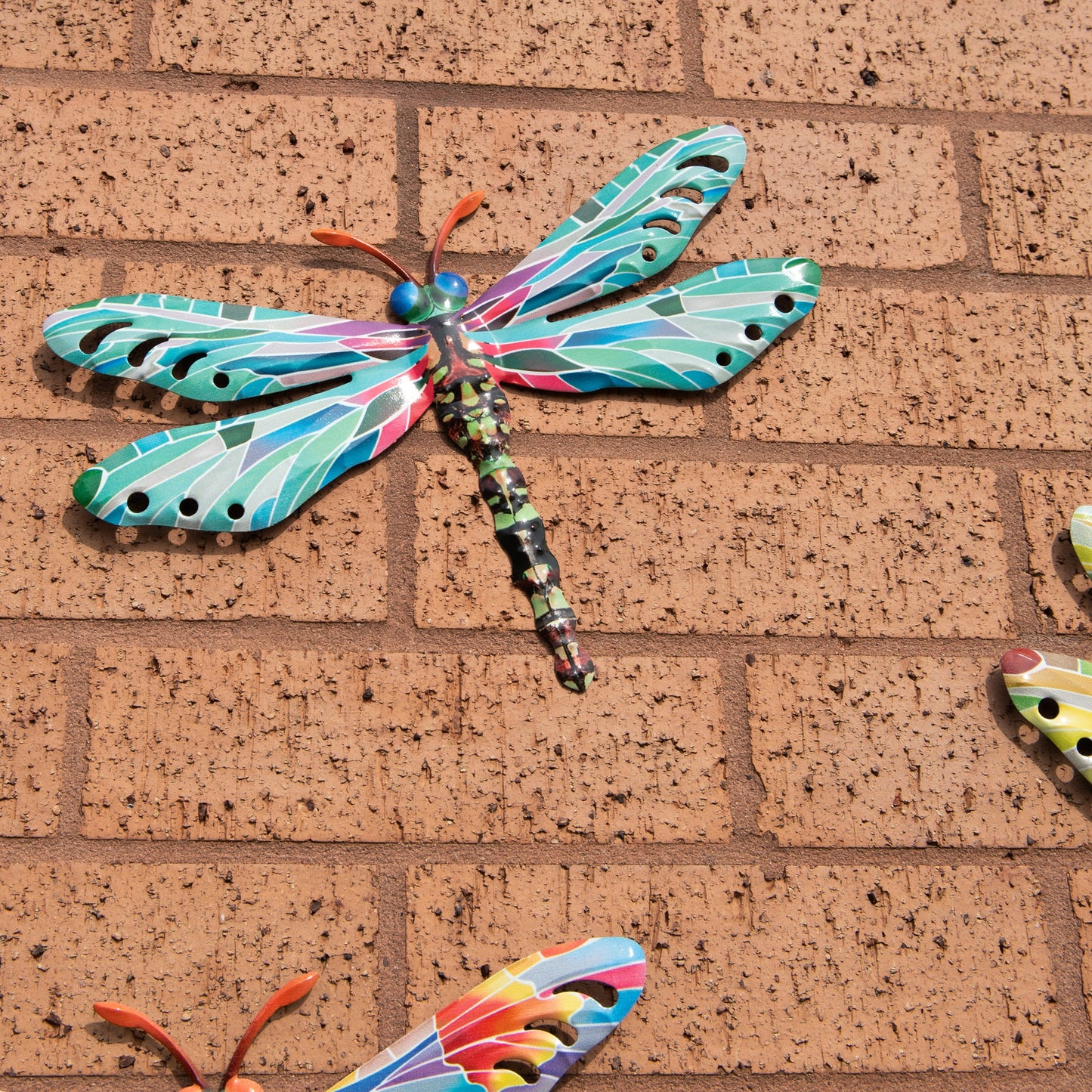 Set of 4 Dragonfly Metal Garden Wall Art Fence Ornaments