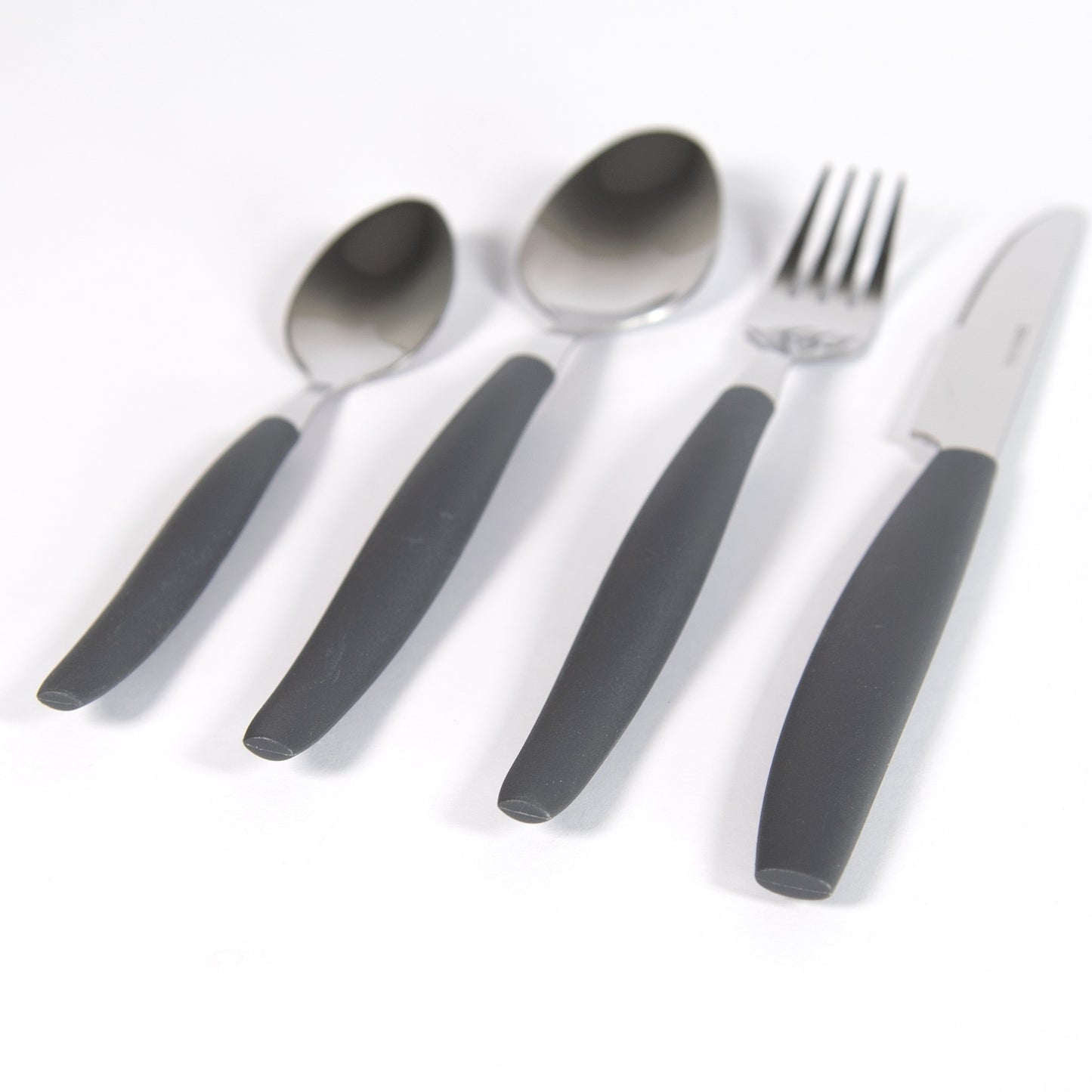 24 Piece 6 Person Stainless Steel Cutlery Set with Black Plastic Handles