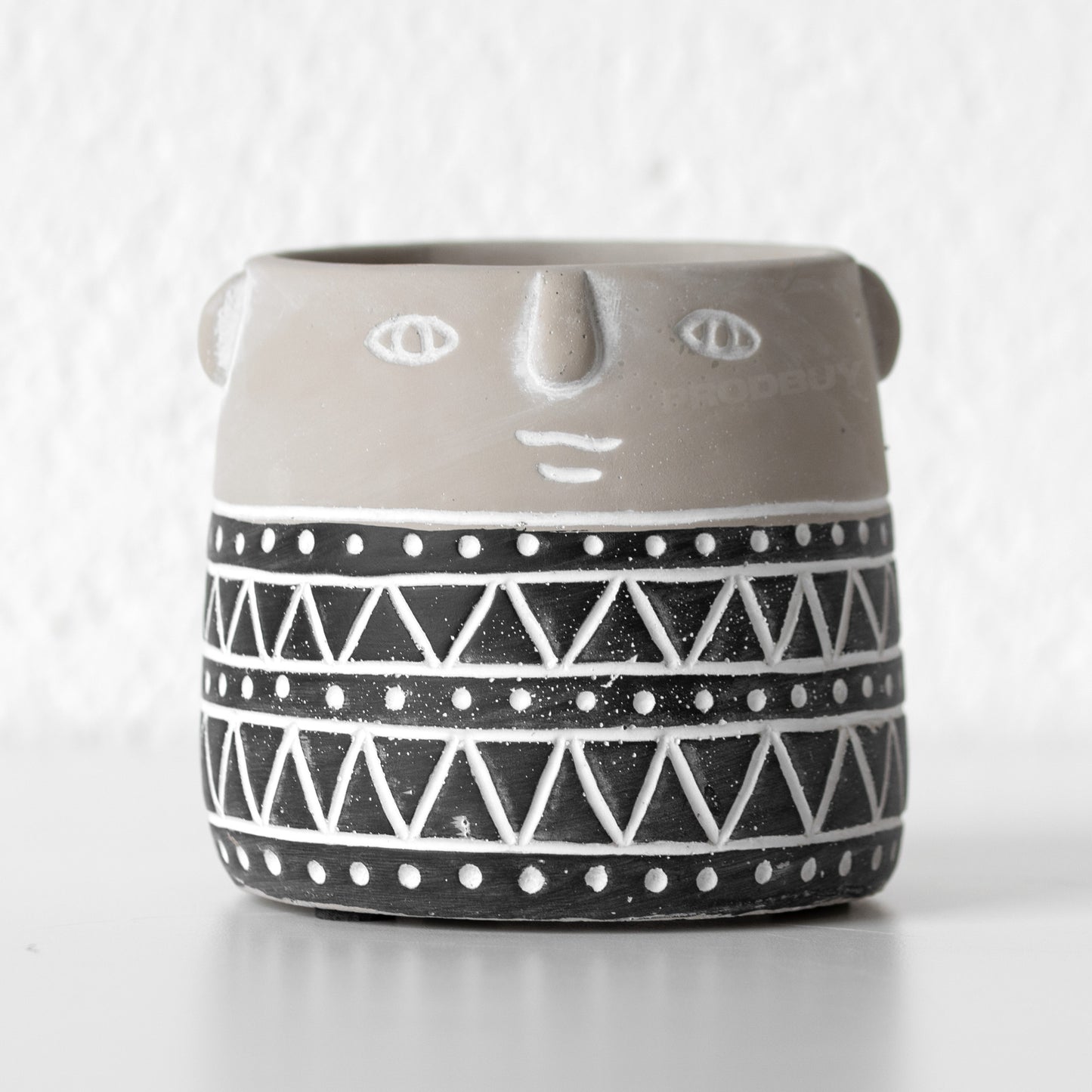 Small 10cm Cement Aztec Face Plant Pot Cover