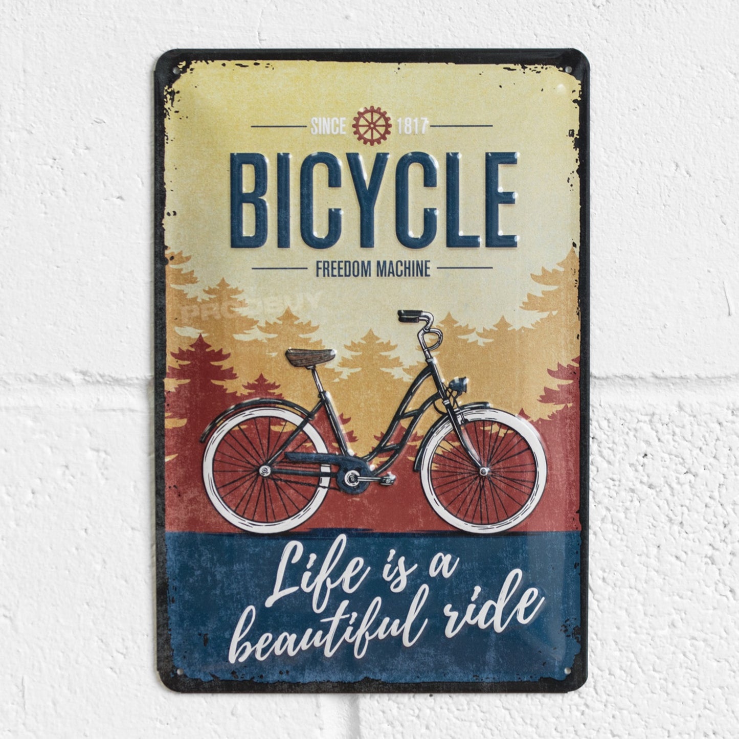 'Bicycle Freedom Machine' 30cm Metal Garage Wall Sign