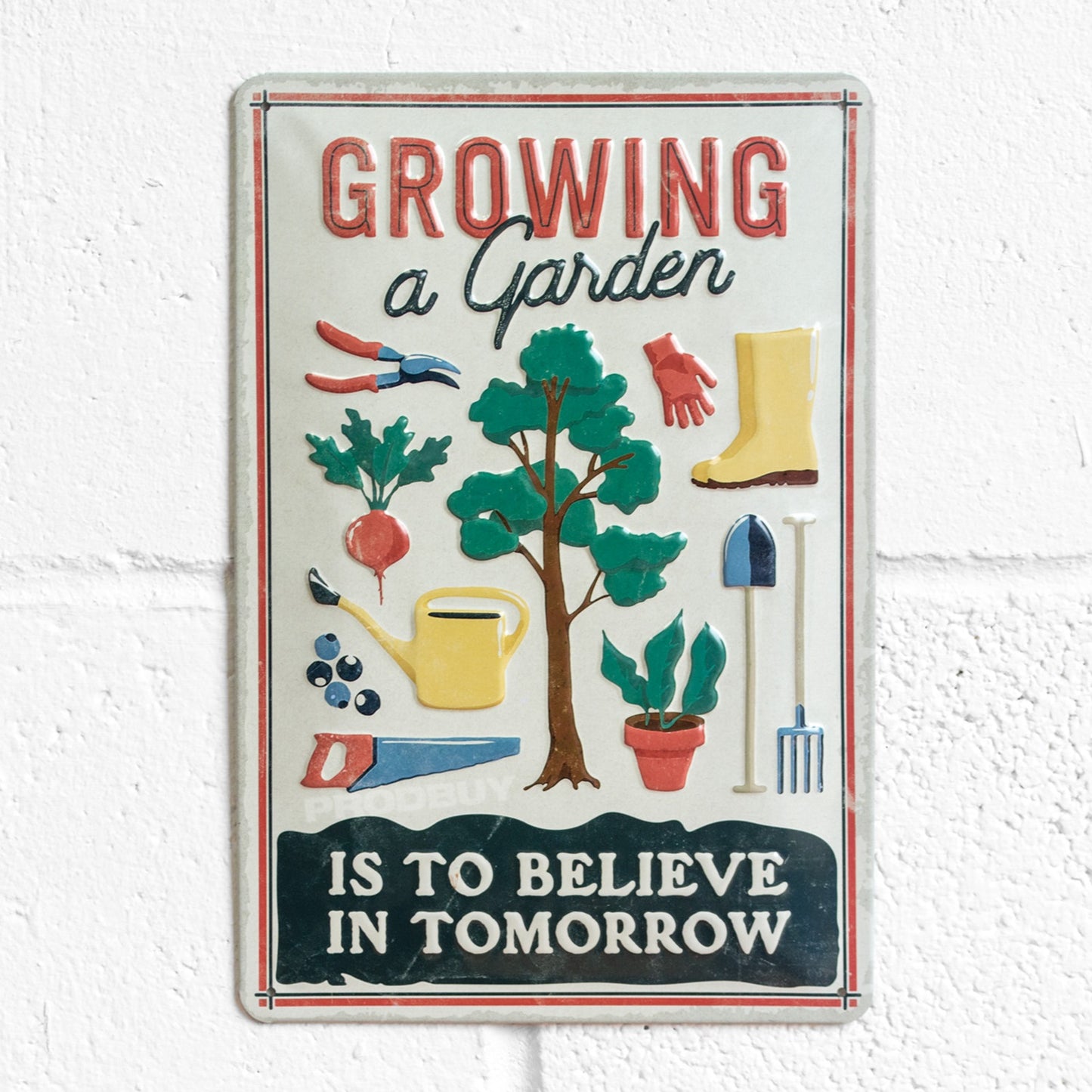 'Growing A Garden' 30cm Metal Garage Wall Sign Gardener Tin Plaque