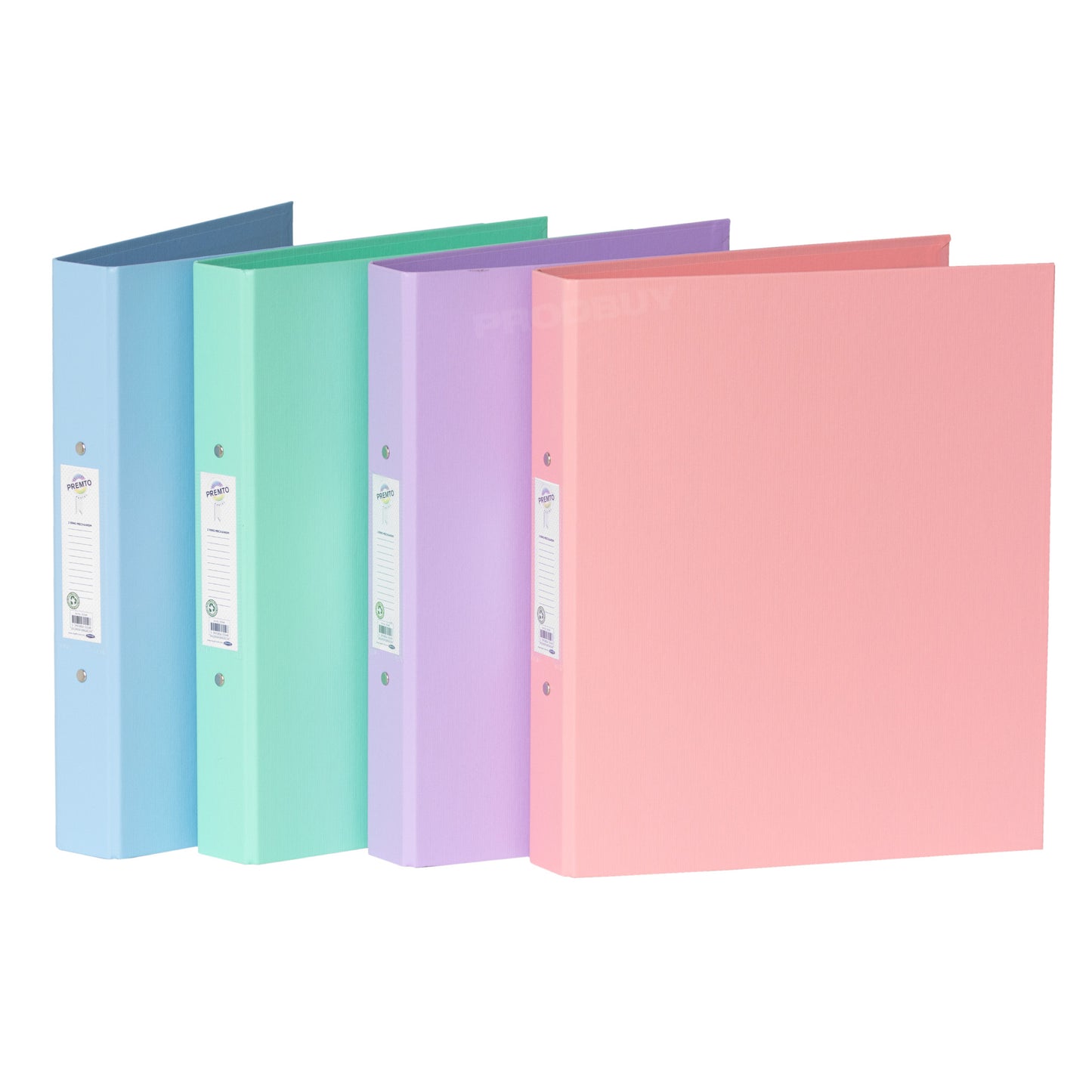 Set of 4 Colour Two Ring Binders A4 Files with Mixed Pastel Colours