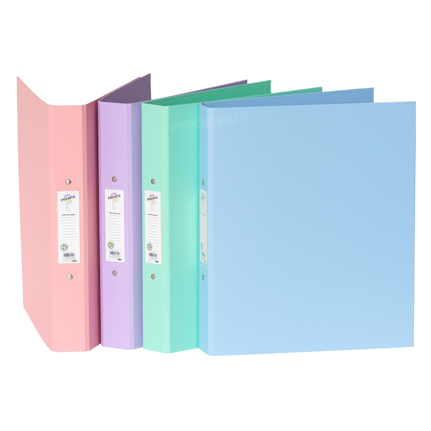 Set of 4 Colour Two Ring Binders A4 Files with Mixed Pastel Colours