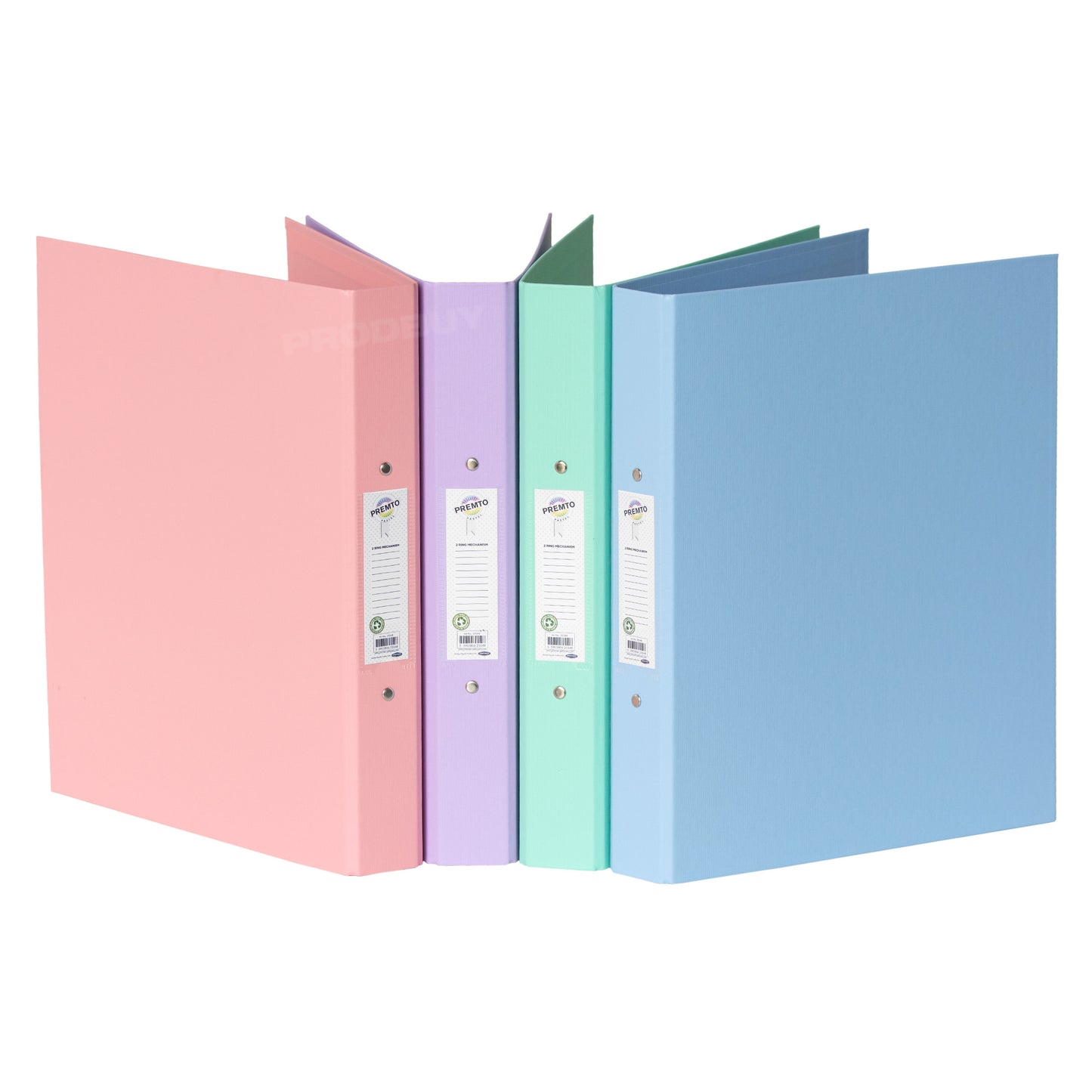 Set of 4 Colour Two Ring Binders A4 Files with Mixed Pastel Colours