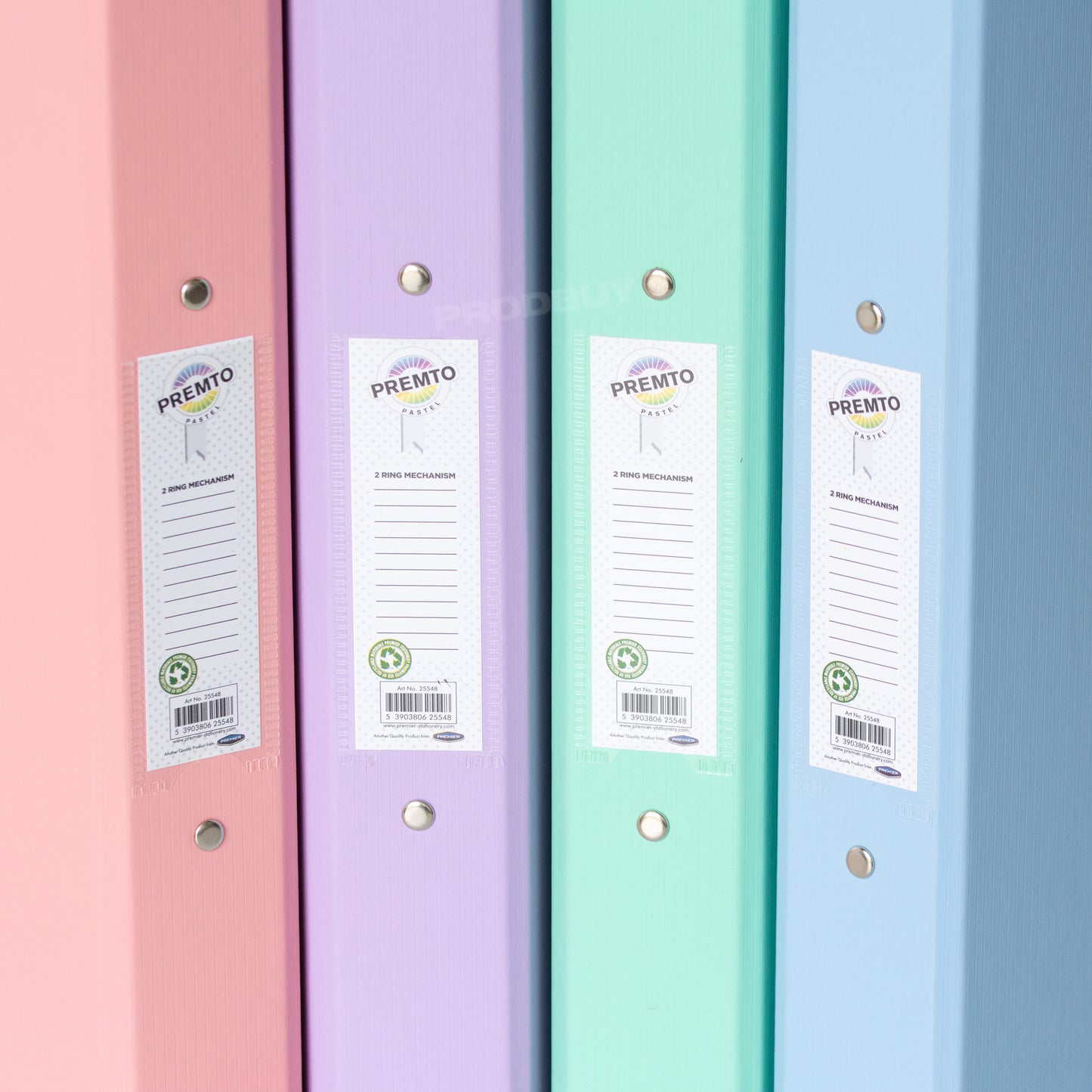 Set of 4 Colour Two Ring Binders A4 Files with Mixed Pastel Colours