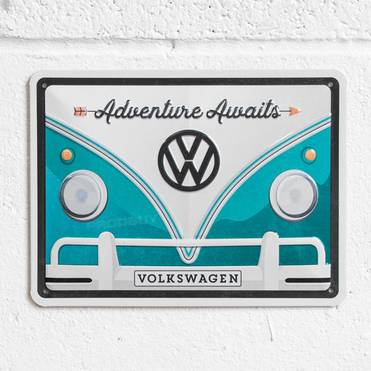 Volkswagen 'Adventure Awaits' 20cm Metal Wall Sign