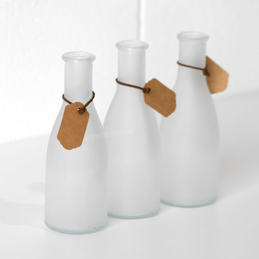Set of Small Frosted Glass Bud Vases