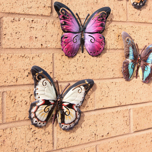 Set of 6 Butterfly Metal Garden Wall Art Fence Ornaments