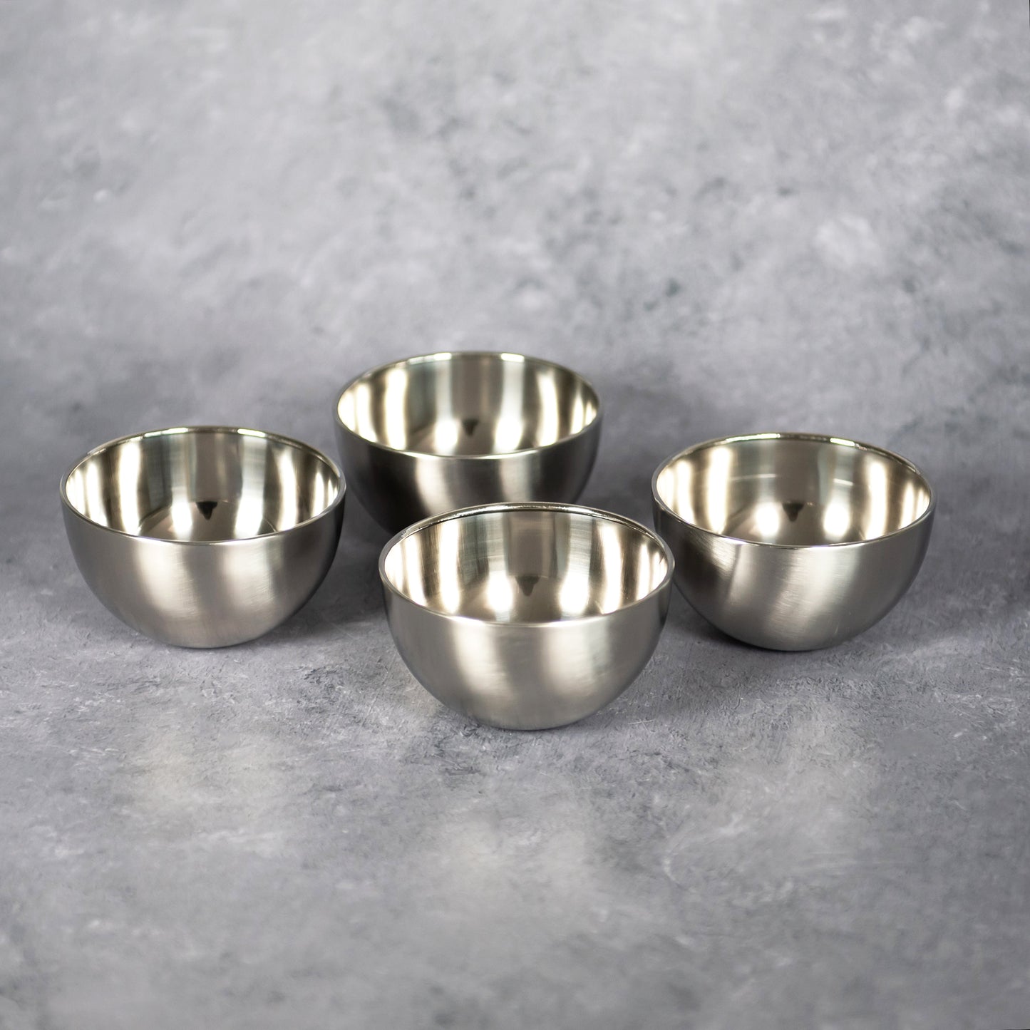 Set of 12 Mini Brushed Steel Bowls
