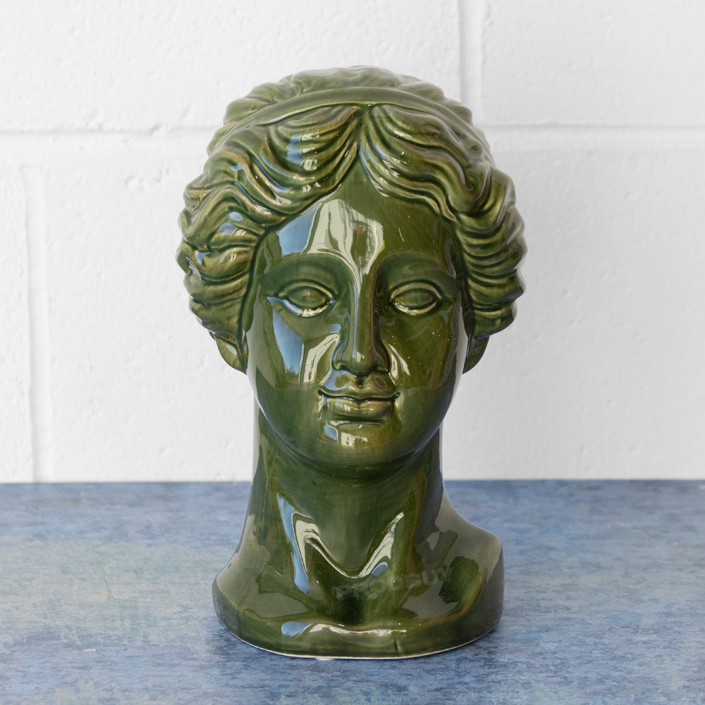 Green 25cm Ceramic Female Head Ornament