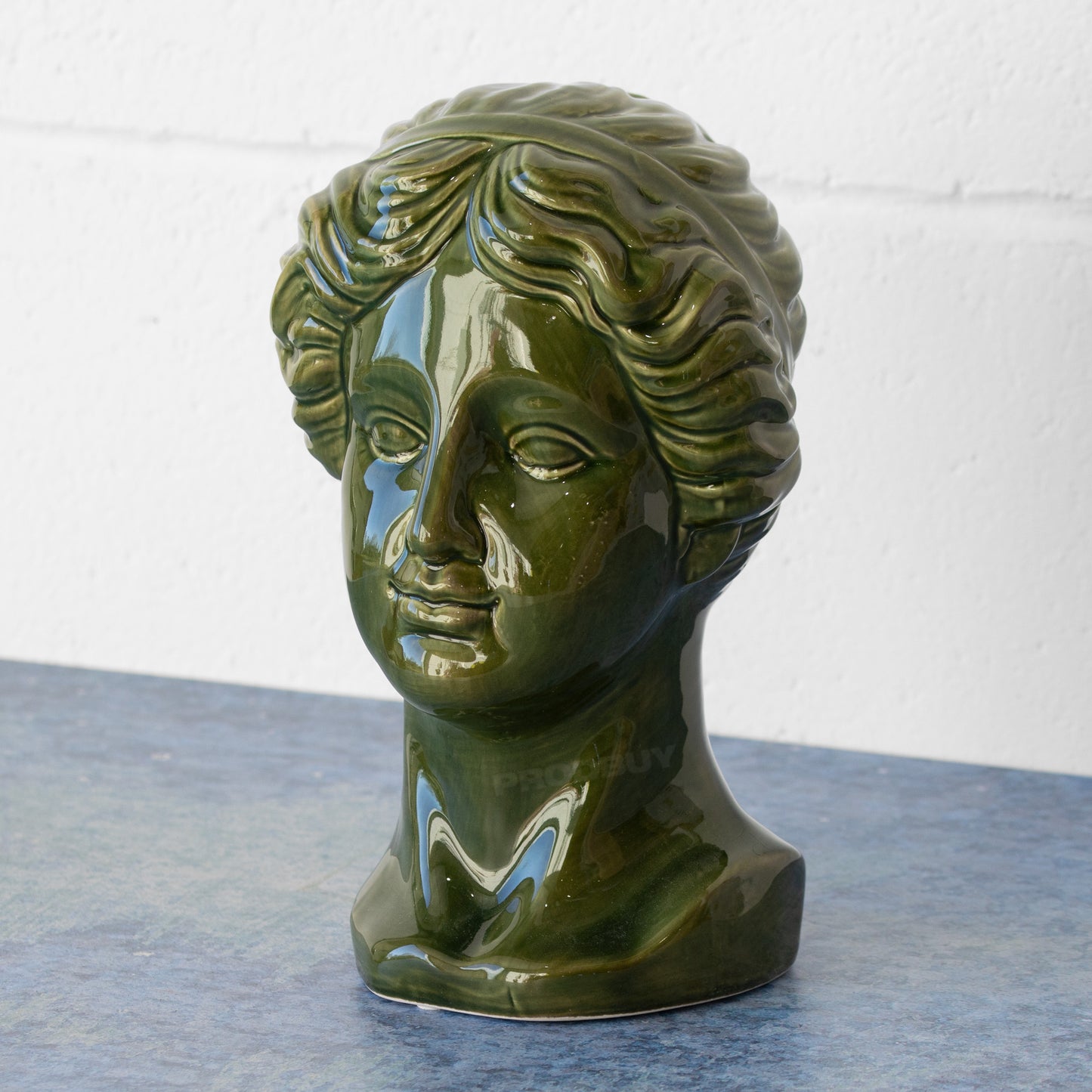 Green 25cm Ceramic Female Head Ornament