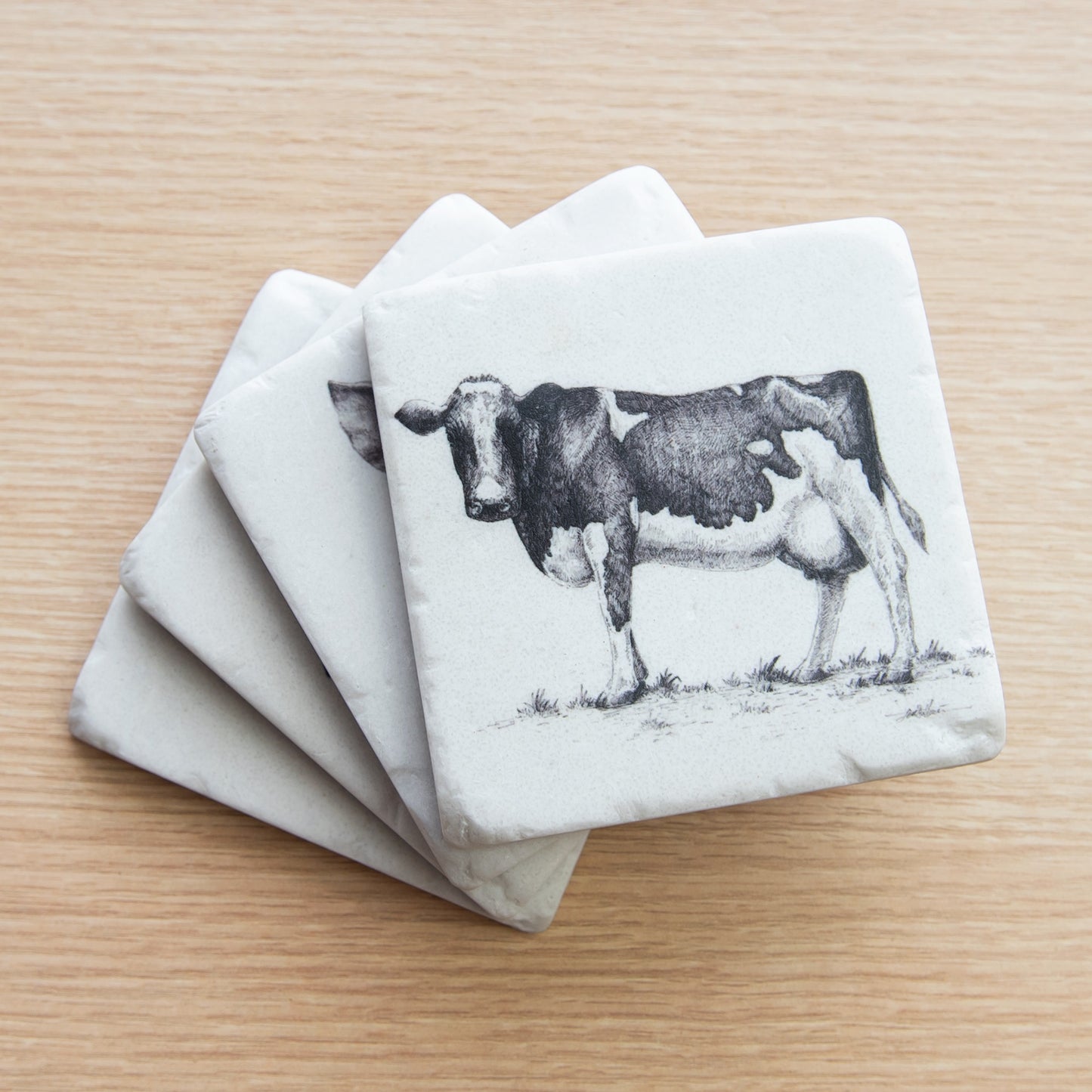 Pack of 4 Farm Animal Portraits Ceramic Coasters