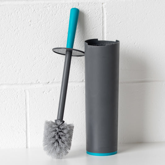 Grey Plastic Toilet Brush & Holder Set