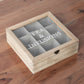 Large Wooden 9 Compartment Tea Bag Storage Caddy