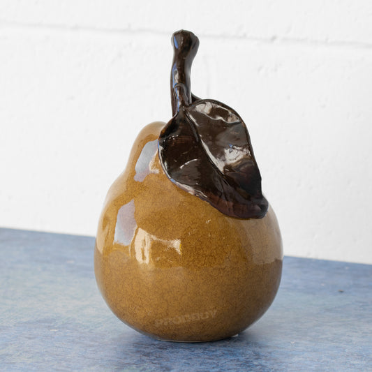 Brown Pear 22cm Ceramic Fruit Ornament