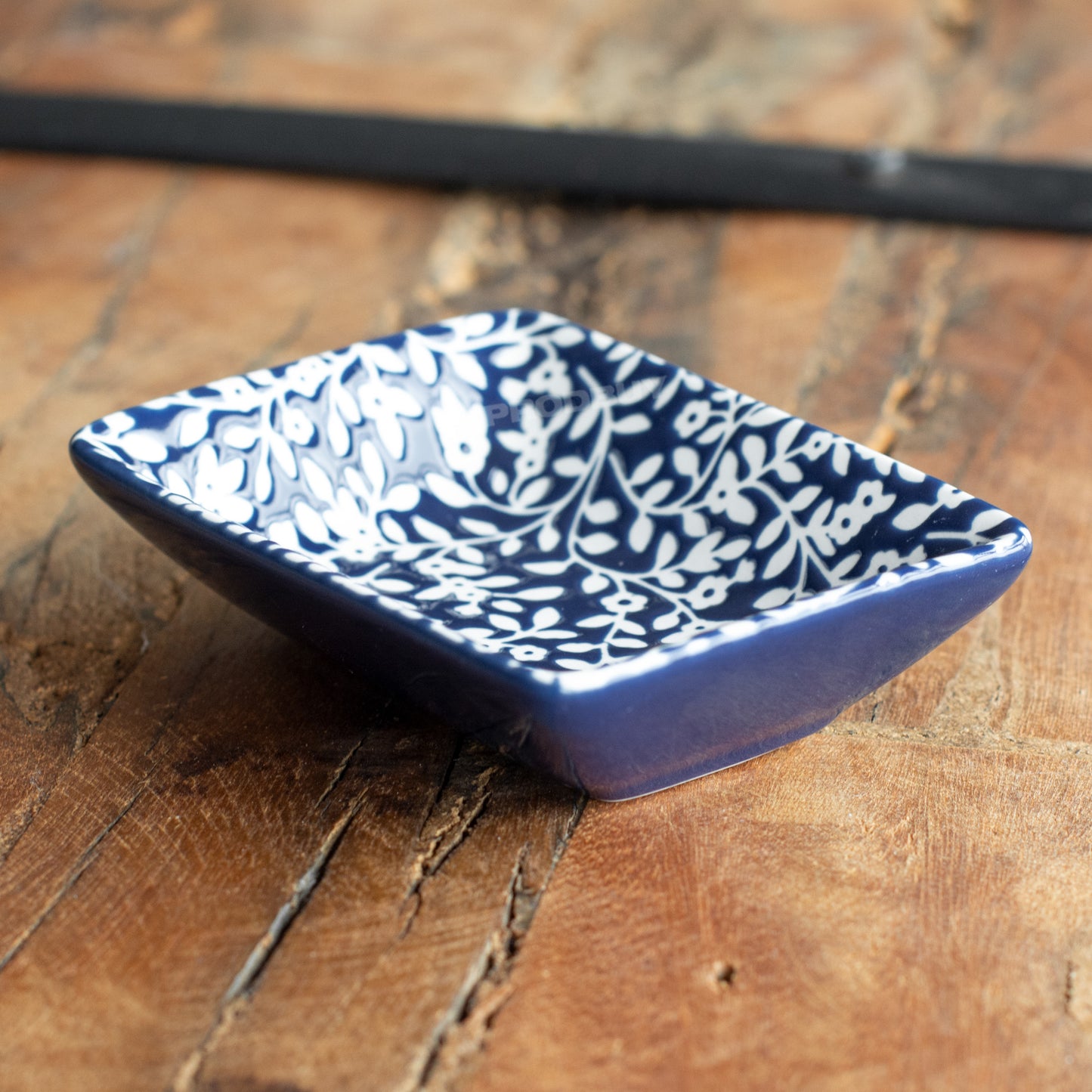 Navy Blue Floral Small Tea Bag Tidy Spoon Rest