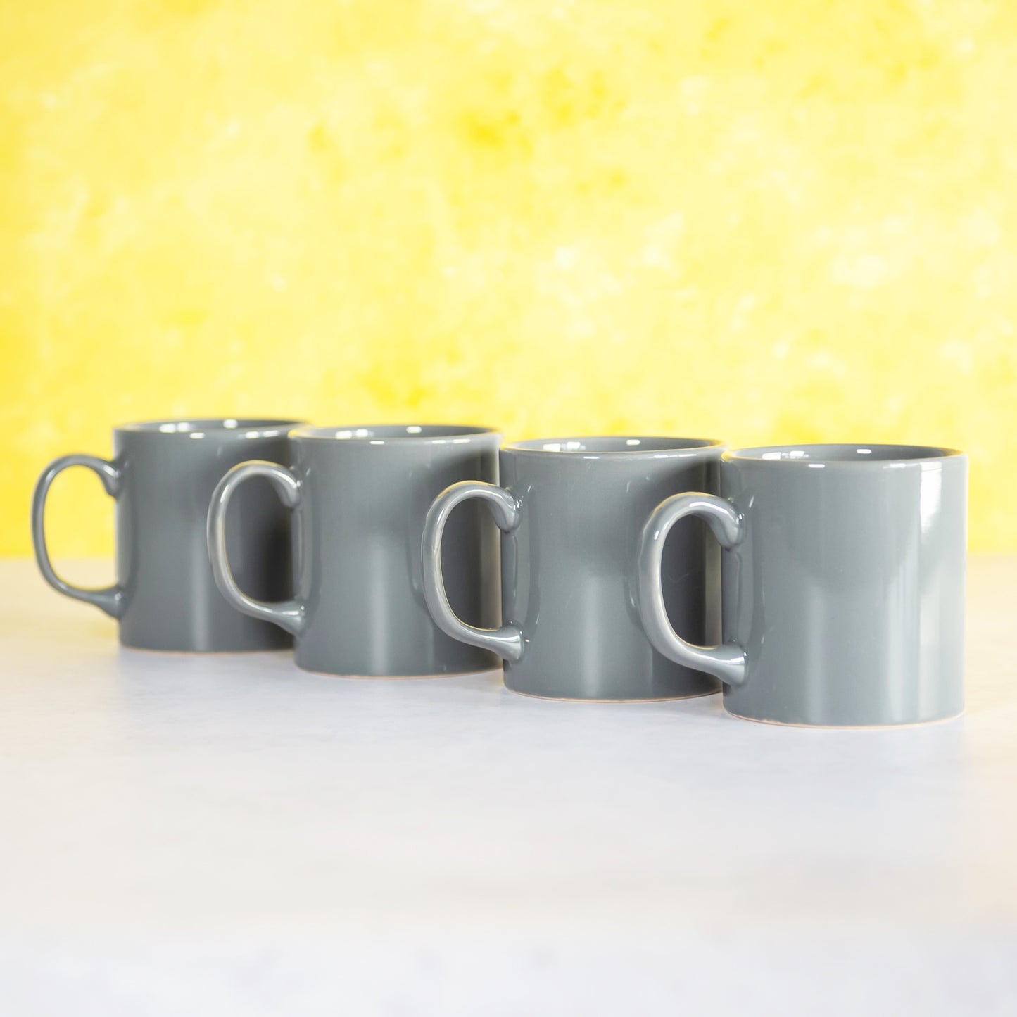 4 x 325ml Grey Glazed Ceramic Mugs