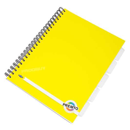 Yellow A4 Project Book with Tabs & Dividers 125 Sheet Lined Paper Notebook Journal