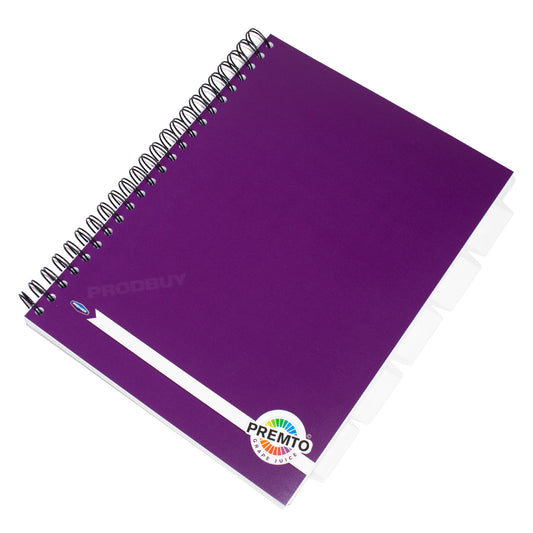 Purple A4 Project Book with Tabs & Dividers 125 Sheet Lined Paper Notebook Journal