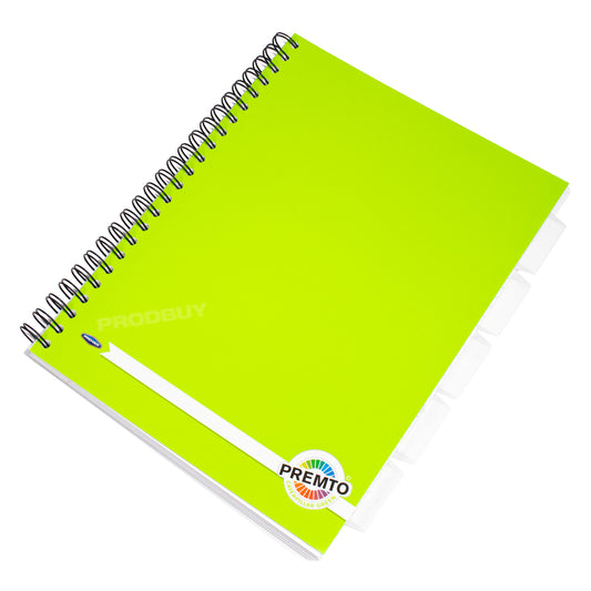 Green A4 Project Book with Tabs & Dividers 125 Sheet Lined Paper Notebook Journal