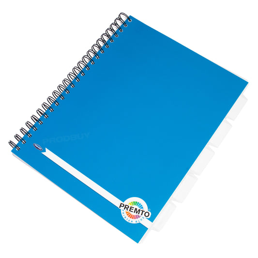 Blue A4 Project Book with Tabs & Dividers 125 Sheet Lined Paper Notebook Journal