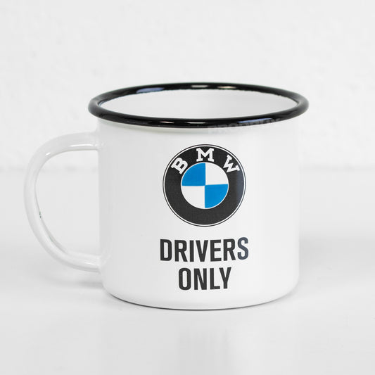 'BMW Drivers Only' Enamel Coffee Mug