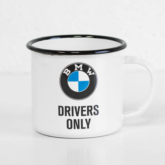 'BMW Drivers Only' Enamel Coffee Mug