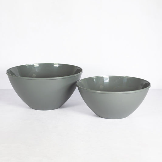 Set of 2 Large Grey Plastic Bowls