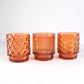 3 x Small Amber Glass Tealight Candle Holders Bohemian Home Decor Accessories