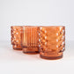 3 x Small Amber Glass Tealight Candle Holders Bohemian Home Decor Accessories