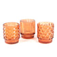 3 x Small Amber Glass Tealight Candle Holders Bohemian Home Decor Accessories