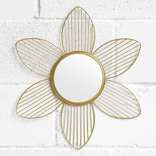 Gold Metal Wire 49.5cm Frame Flower Wall Mirror