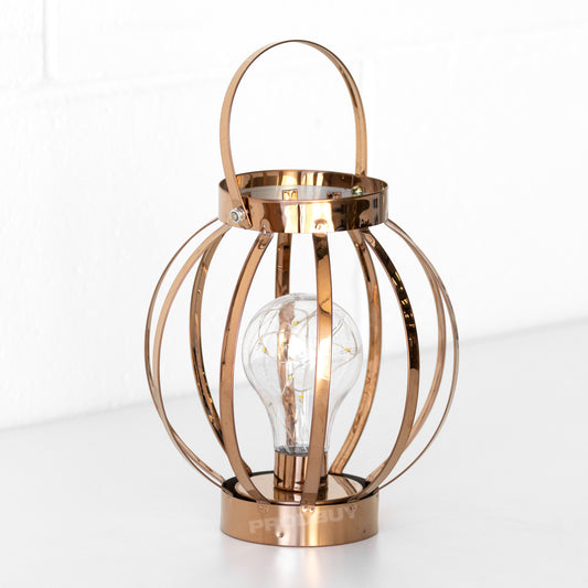 LED Battery Operated Copper Table Lantern Lamp