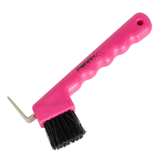 Pink Horse Hoof Pick & Brush with Wave Grip Ergonomic Handle