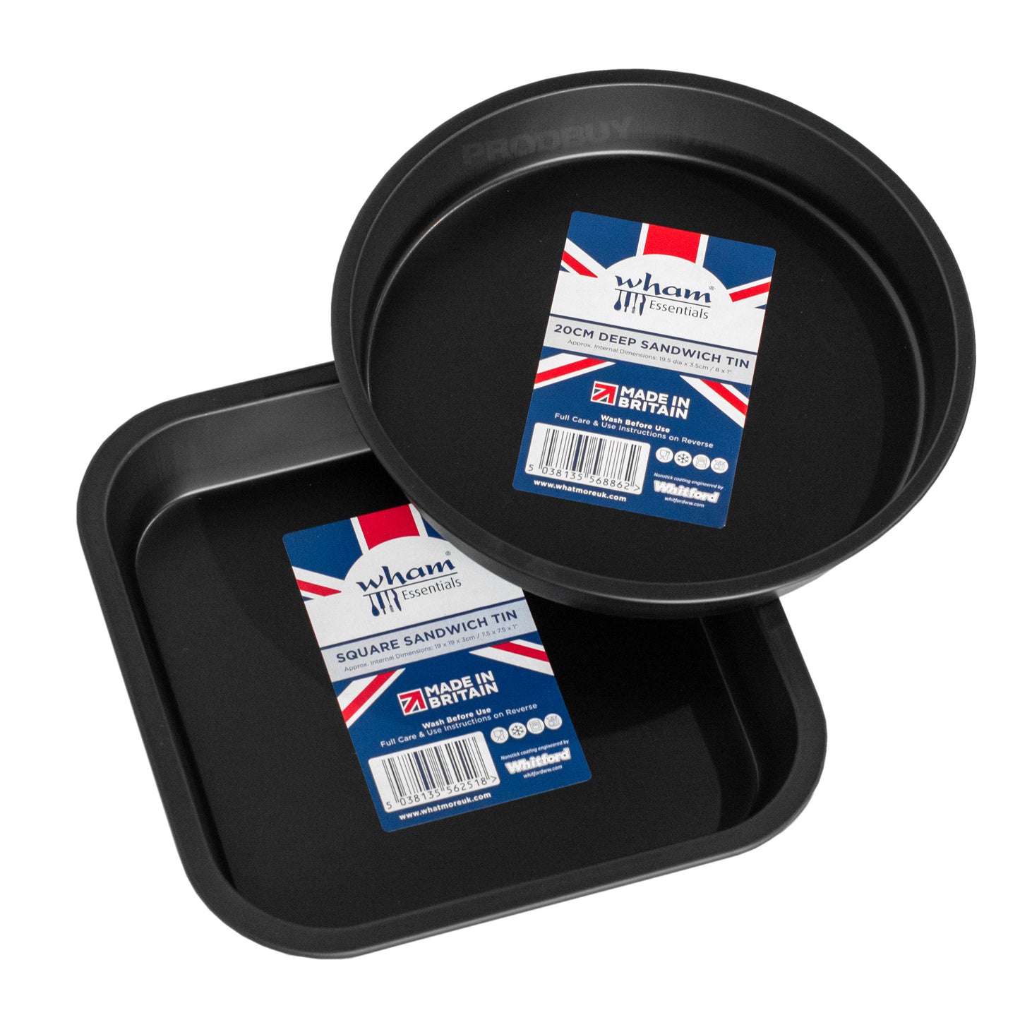 Set of 2 Square & Round Deep Oven Sandwich Tins